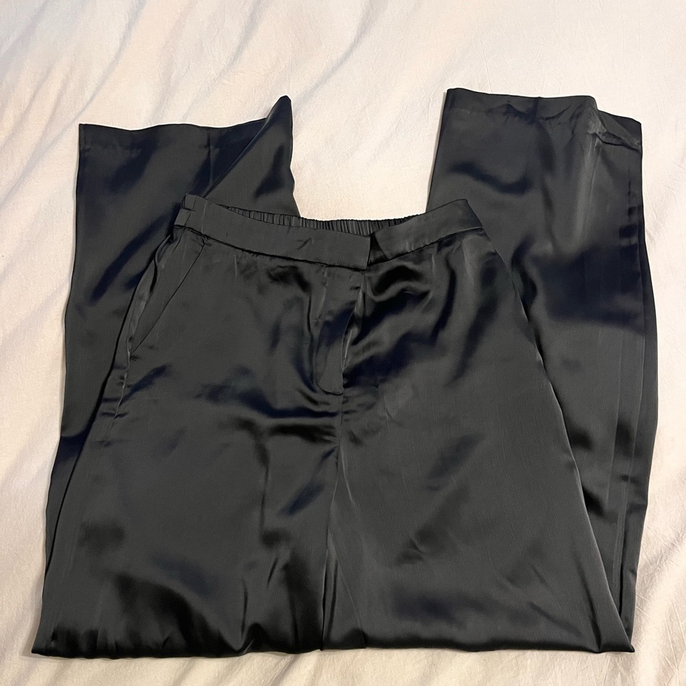 Wide leg satin trousers